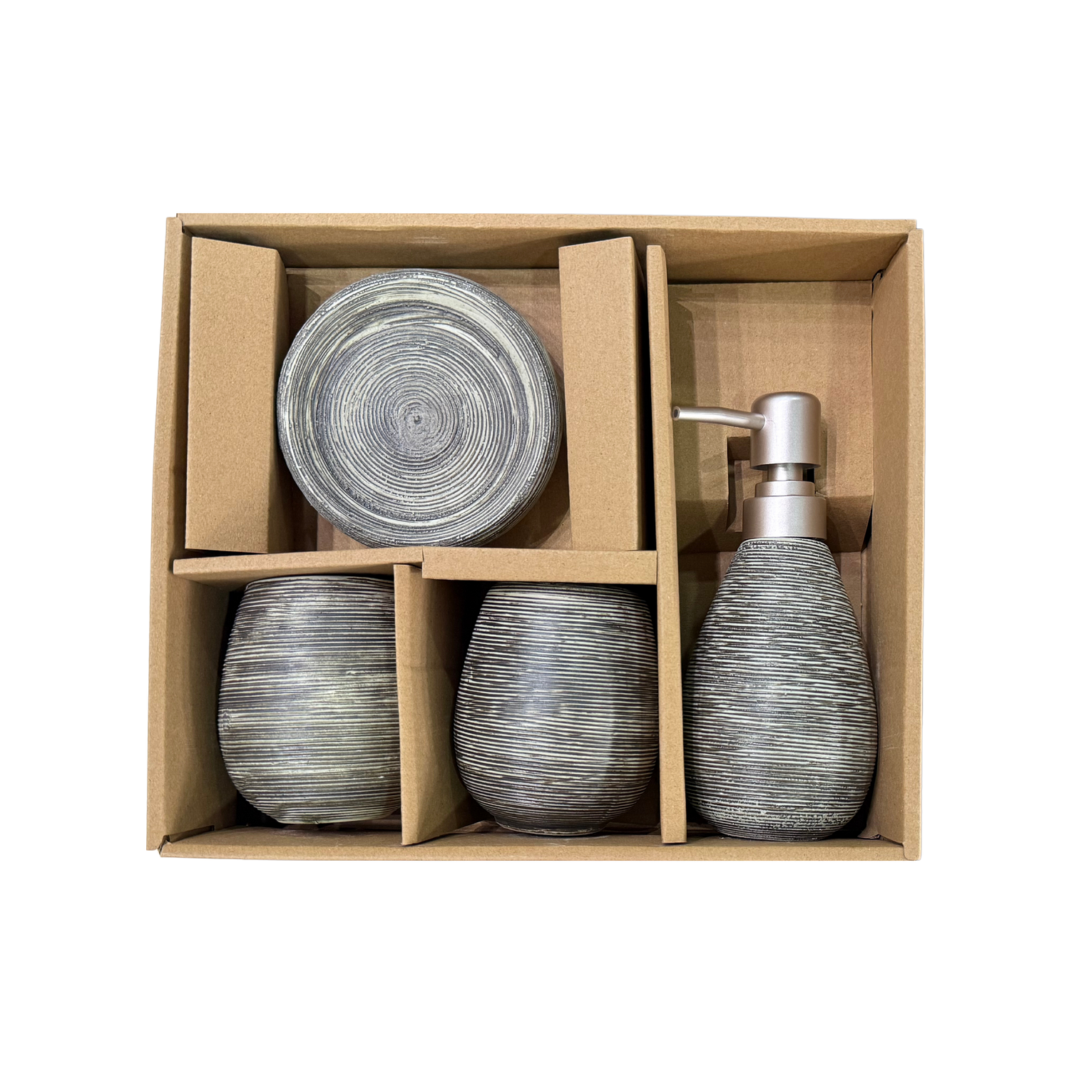 Set Accesorios De Baño 4 Piezas Cerámica Gris 380ML 3