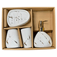Set Accesorios de Baño 4 Piezas Cerámica Blanco Marmoleado – Dispensador y Porta Cepillos - Miniatura 3