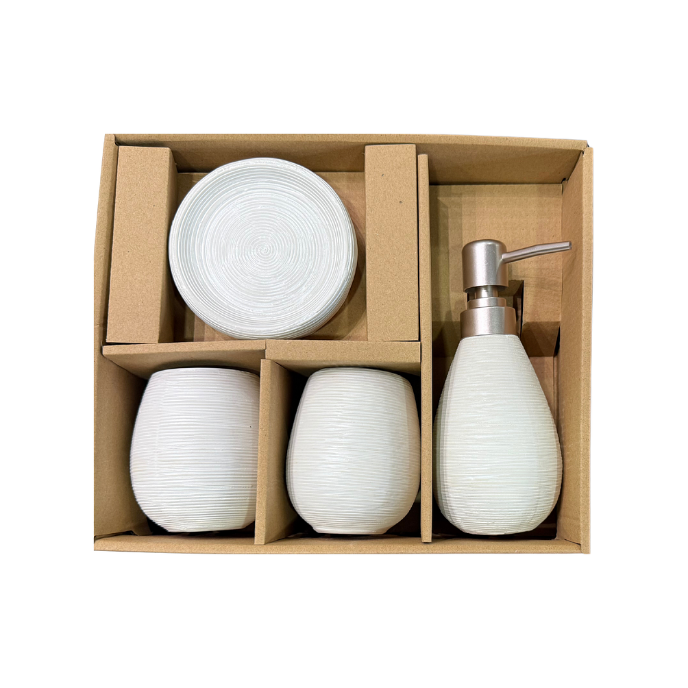 Set Accesorios De Baño 4 Piezas Cerámica Blanco 380ML 3