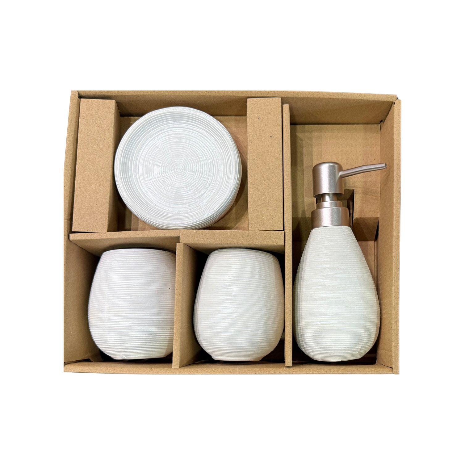 Set Accesorios De Baño 4 Piezas Cerámica Blanco 380ML 3