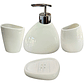 Set Accesorios de Baño 4 Piezas Cerámica Blanco – Dispensador y Porta Cepillos - Miniatura 1
