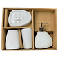 Set Accesorios de Baño 4 Piezas Cerámica Blanco – Dispensador y Porta Cepillos - Miniatura 3