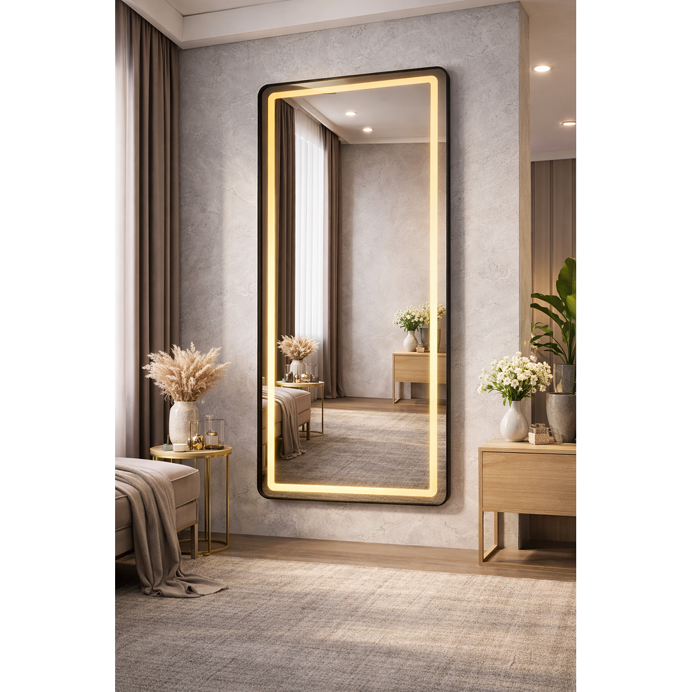 Espejo LED de Cuerpo Entero de Muro L08 Black 70×150 cm 5