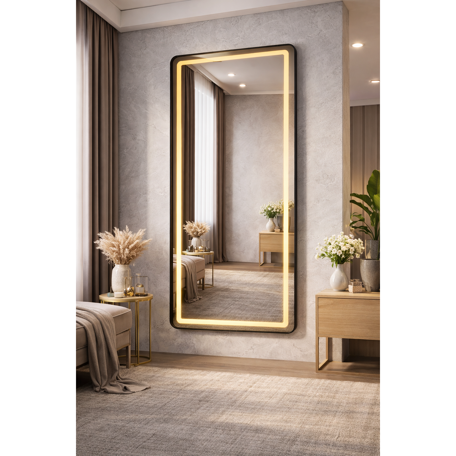 Espejo LED de Cuerpo Entero de Muro L08 Black 70×150 cm 5