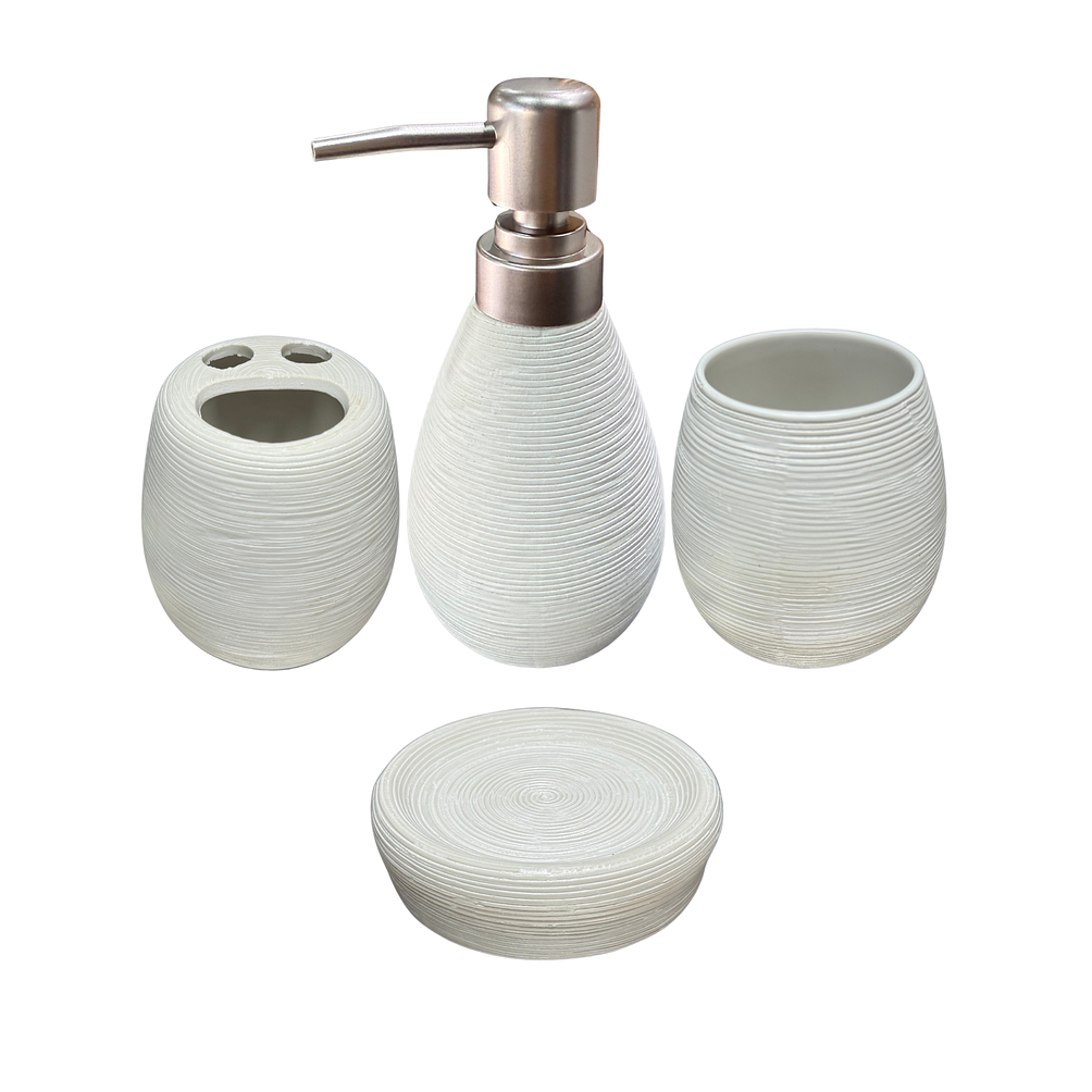 Set Accesorios De Baño 4 Piezas Cerámica Blanco 380ML 1