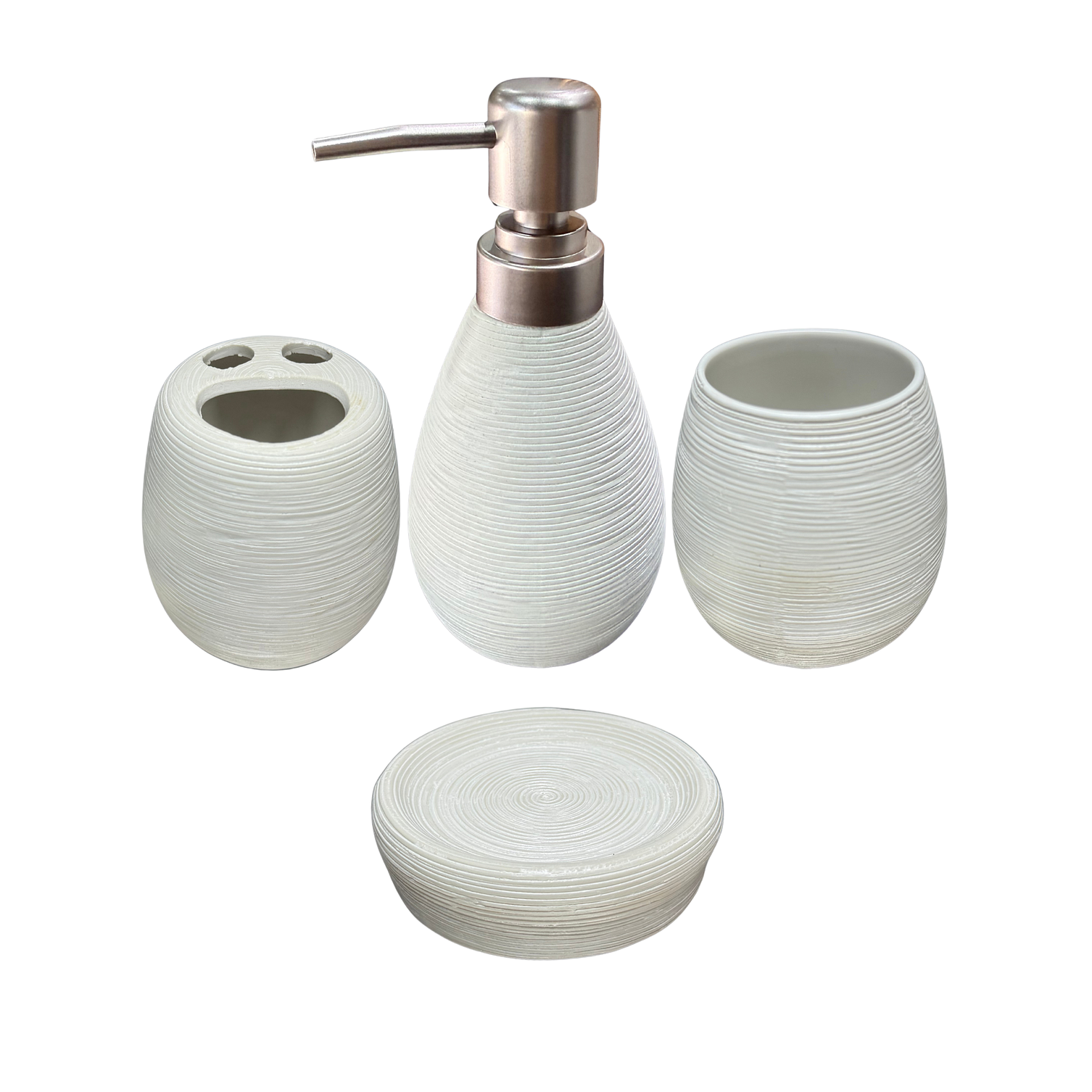 Set Accesorios De Baño 4 Piezas Cerámica Blanco 380ML 1