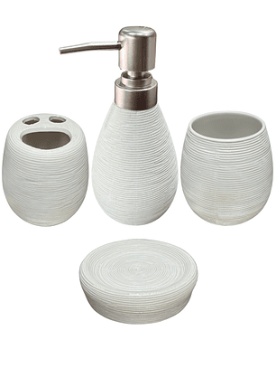 Set Accesorios De Baño 4 Piezas Cerámica Blanco 380ML