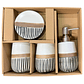 Set Accesorios de Baño 4 Piezas Cerámica Blanco y Negro Dispensador y Porta Cepillos - Miniatura 3