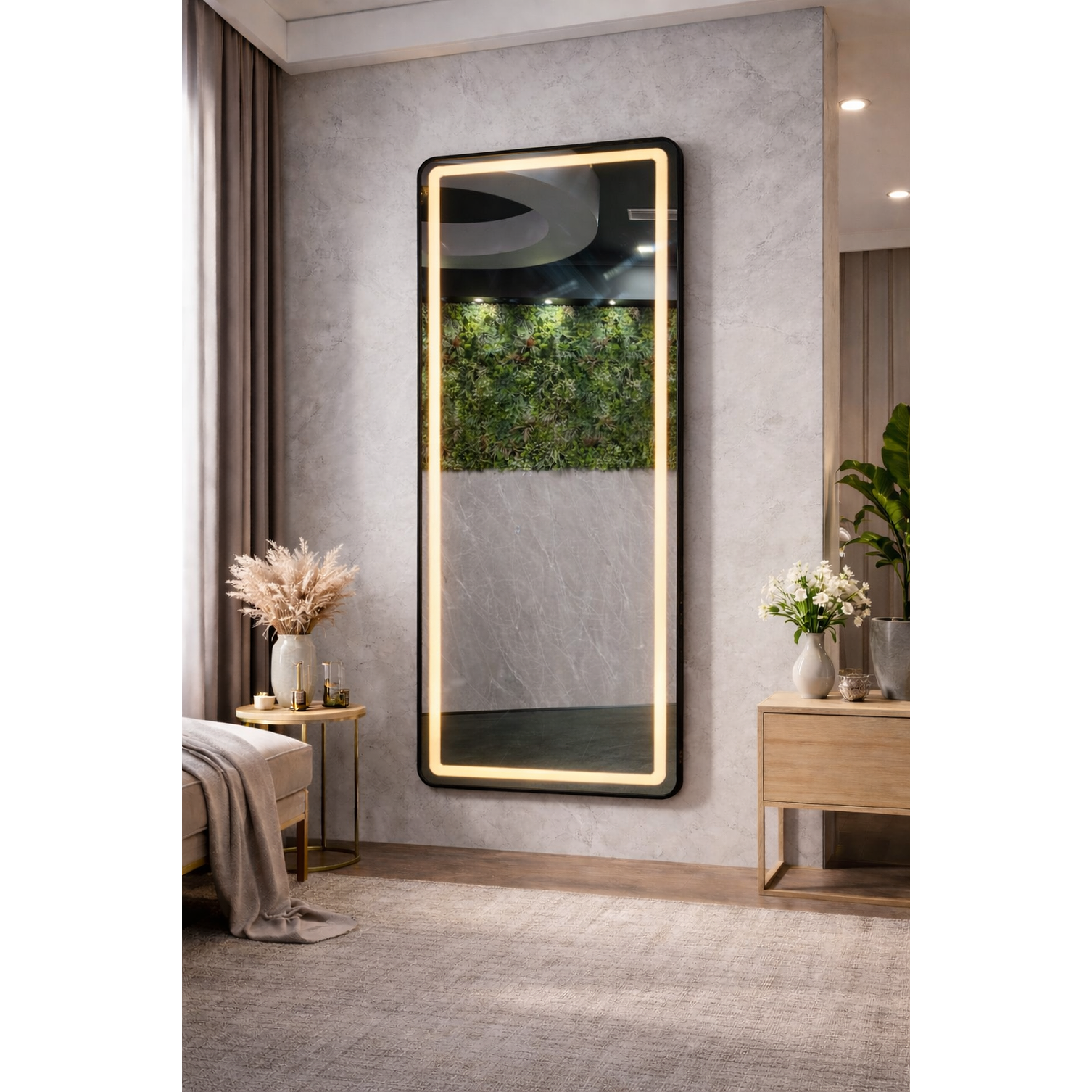 Espejo LED de Cuerpo Entero de Muro L08 Black 70×150 cm 5