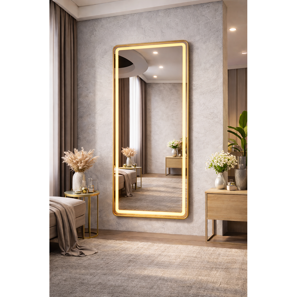 Espejo LED de Cuerpo Entero de Muro L08 Gold 70×150 cm 5