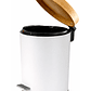 Basurero Blanco Con Pedal Cierre Suave y Tapa de Bambú 5L - Miniatura 5