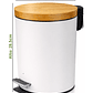 Basurero Blanco Con Pedal Cierre Suave y Tapa de Bambú 5L - Miniatura 2