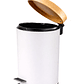  Basurero Blanco Con Pedal Cierre Suave y Tapa de Bambú 20L - Miniatura 5