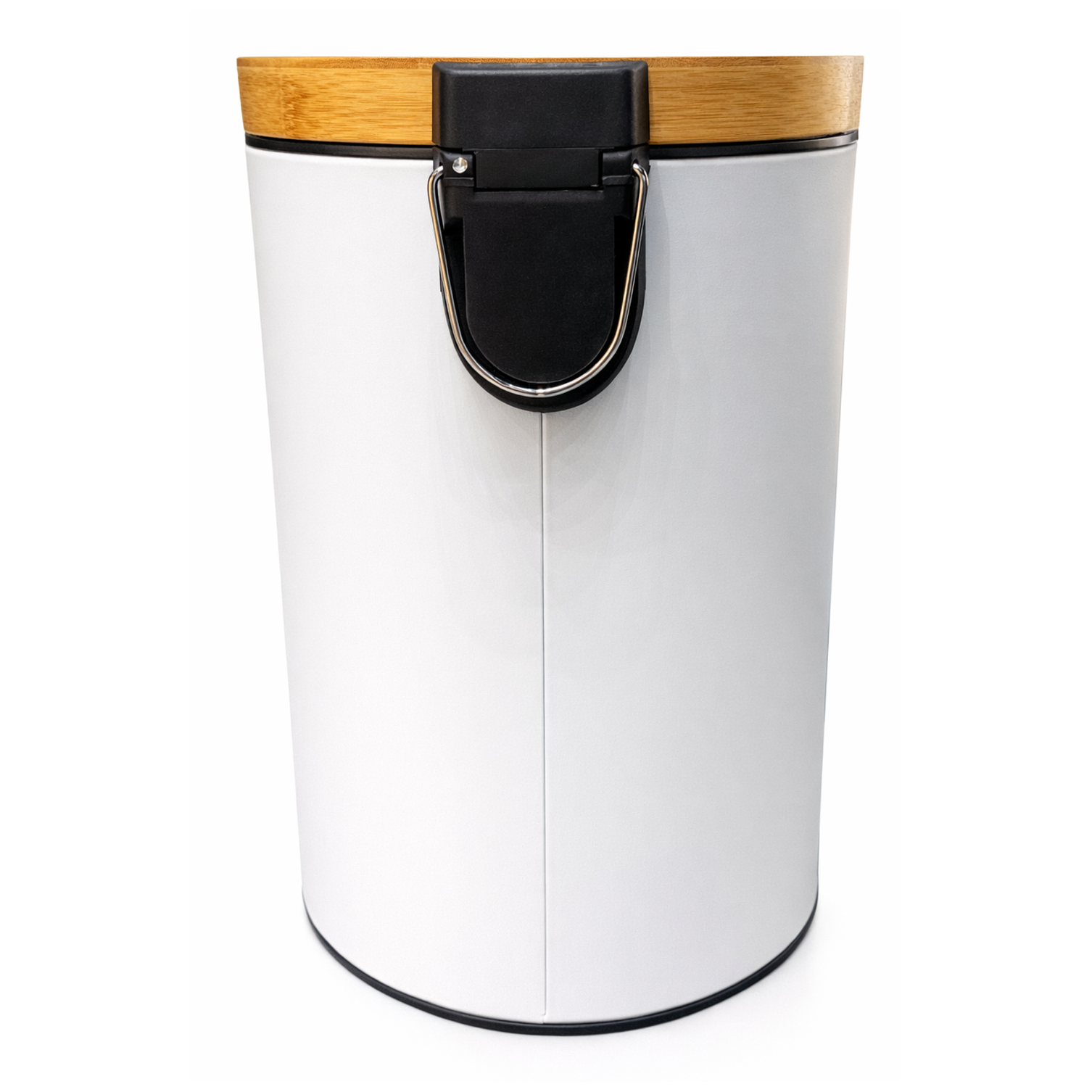  Basurero Blanco Con Pedal Cierre Suave y Tapa de Bambú 20L 6