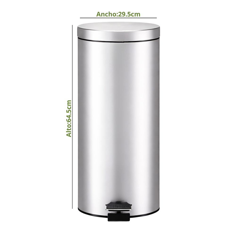 Basurero Con Pedal Y Cierre Suave Acero Inoxidable 30L 2