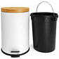  Basurero Blanco Con Pedal Cierre Suave y Tapa de Bambú 20L - Miniatura 4