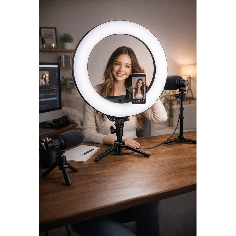 Aro de Luz LED Profesional 44 cm Con Trípode Ajustable 3