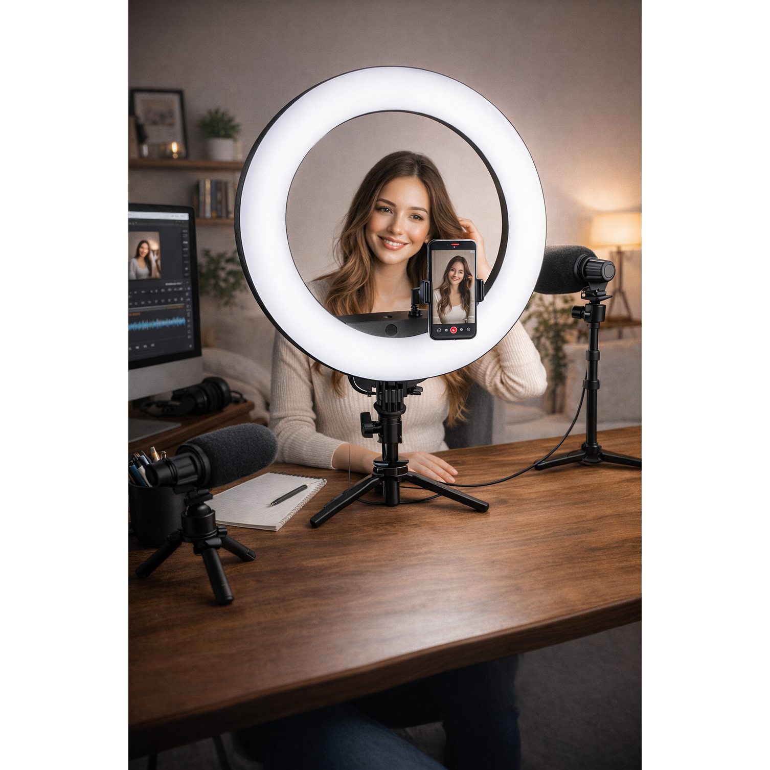 Aro de Luz LED Profesional 44 cm Con Trípode Ajustable 3