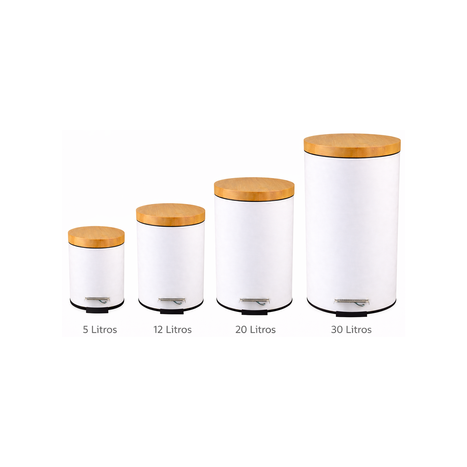  Basurero Blanco Con Pedal Cierre Suave y Tapa de Bambú 20L 7