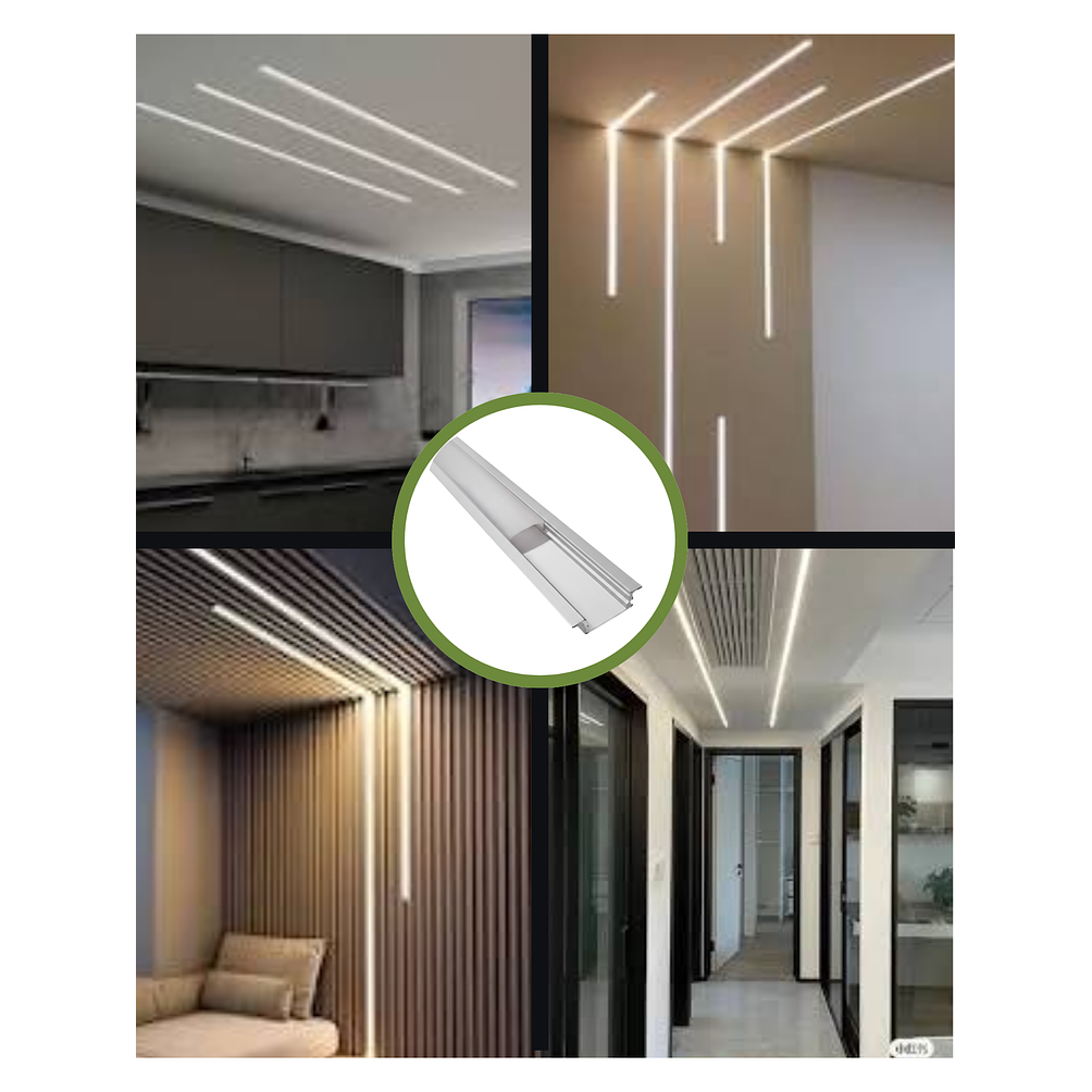 Perfil De Aluminio De Embutir 2.5CM x 3M 2