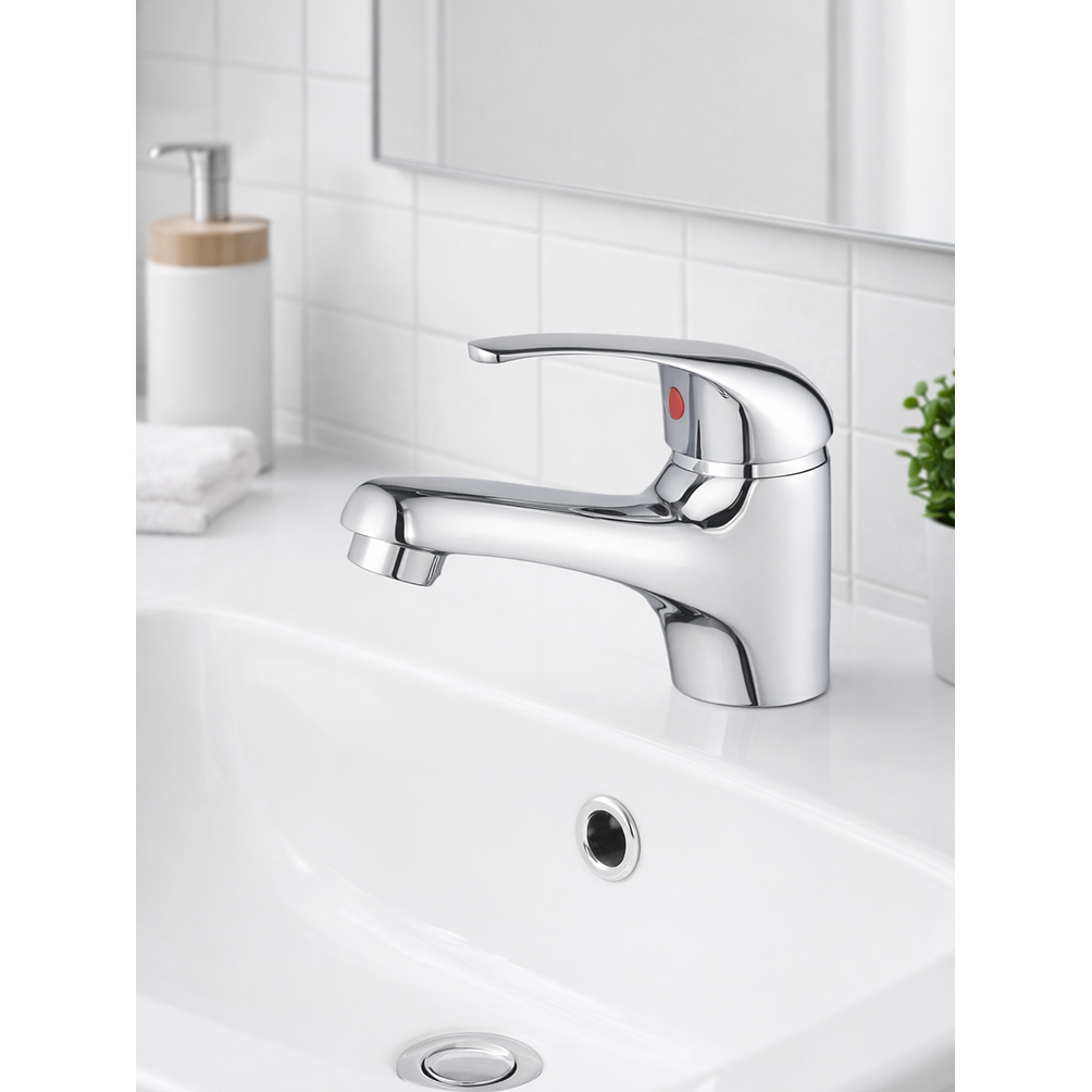  Llave Monomando Para Lavamanos Plateada Pequeña 2