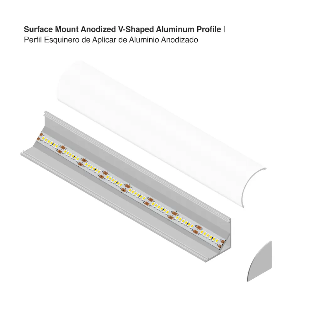 Perfil De Aluminio Para Cinta Led Esquinero 2CM x 3M 4