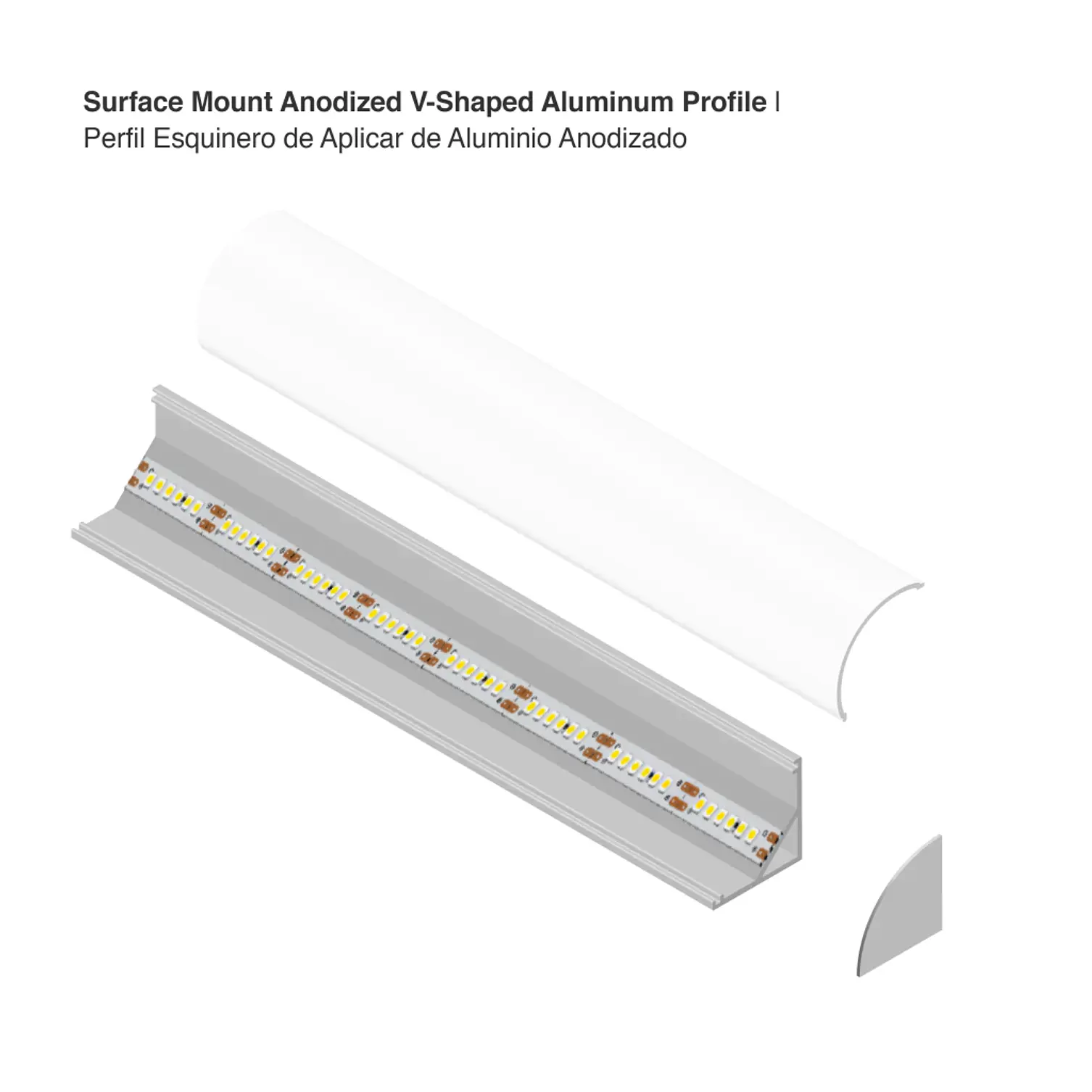 Perfil De Aluminio Para Cinta Led Esquinero 2CM x 3M 4