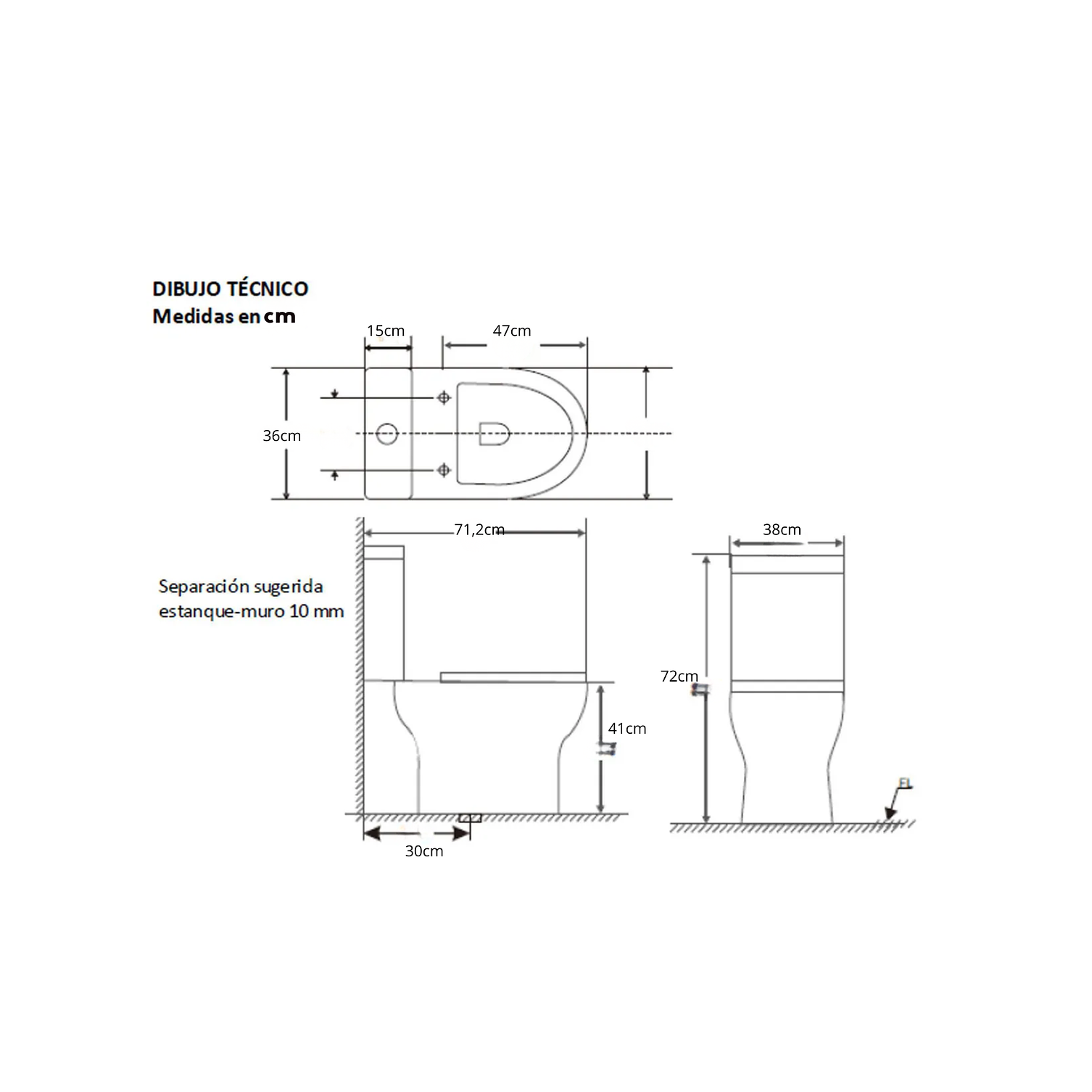 Sanitario One Piece A Piso 30 cm 6 Litros Blanco Left 3