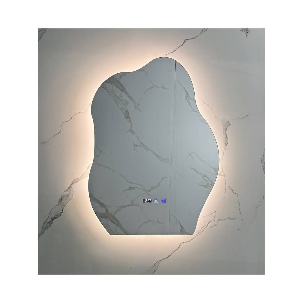 Espejo LED Para Baño Antiempañante Con Reloj Digital Sin Marco 60x80 cm 3