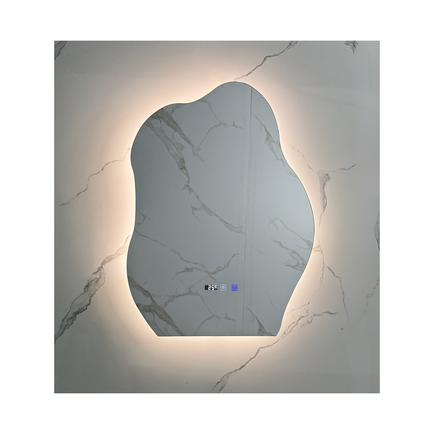 Espejo LED Para Baño Antiempañante Con Reloj Digital Sin Marco 60x80 cm 3