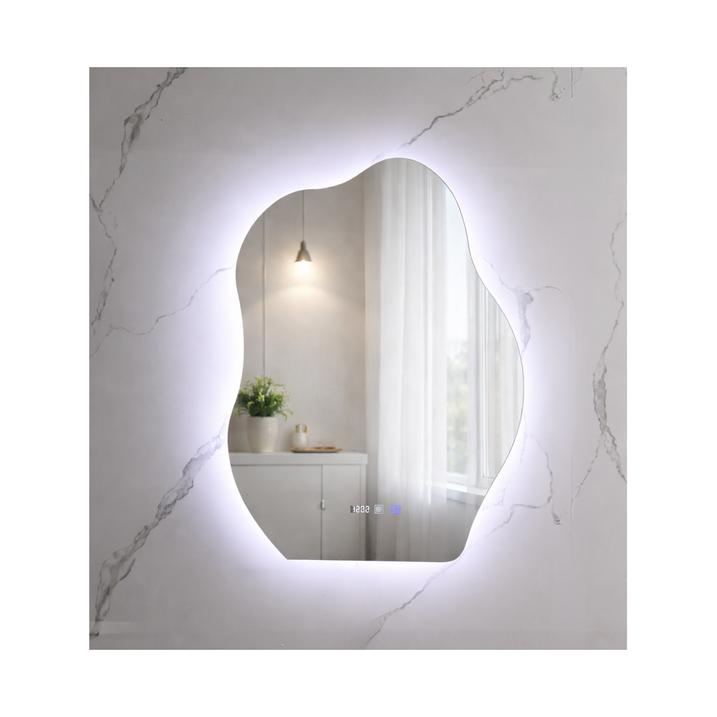 Espejo LED Para Baño Antiempañante Con Reloj Digital Sin Marco 60x80 cm 2