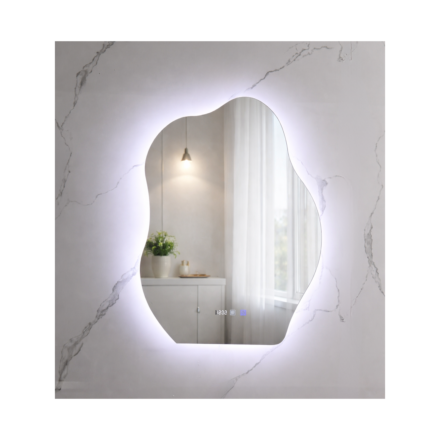 Espejo LED Para Baño Antiempañante Con Reloj Digital Sin Marco 60x80 cm 2