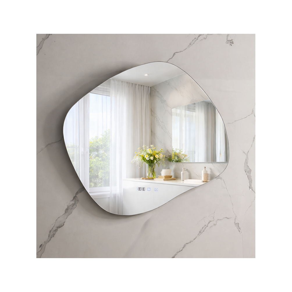  Espejo LED Para Baño Antiempañante Con Reloj Digital Sin Marco 70x80 cm 4