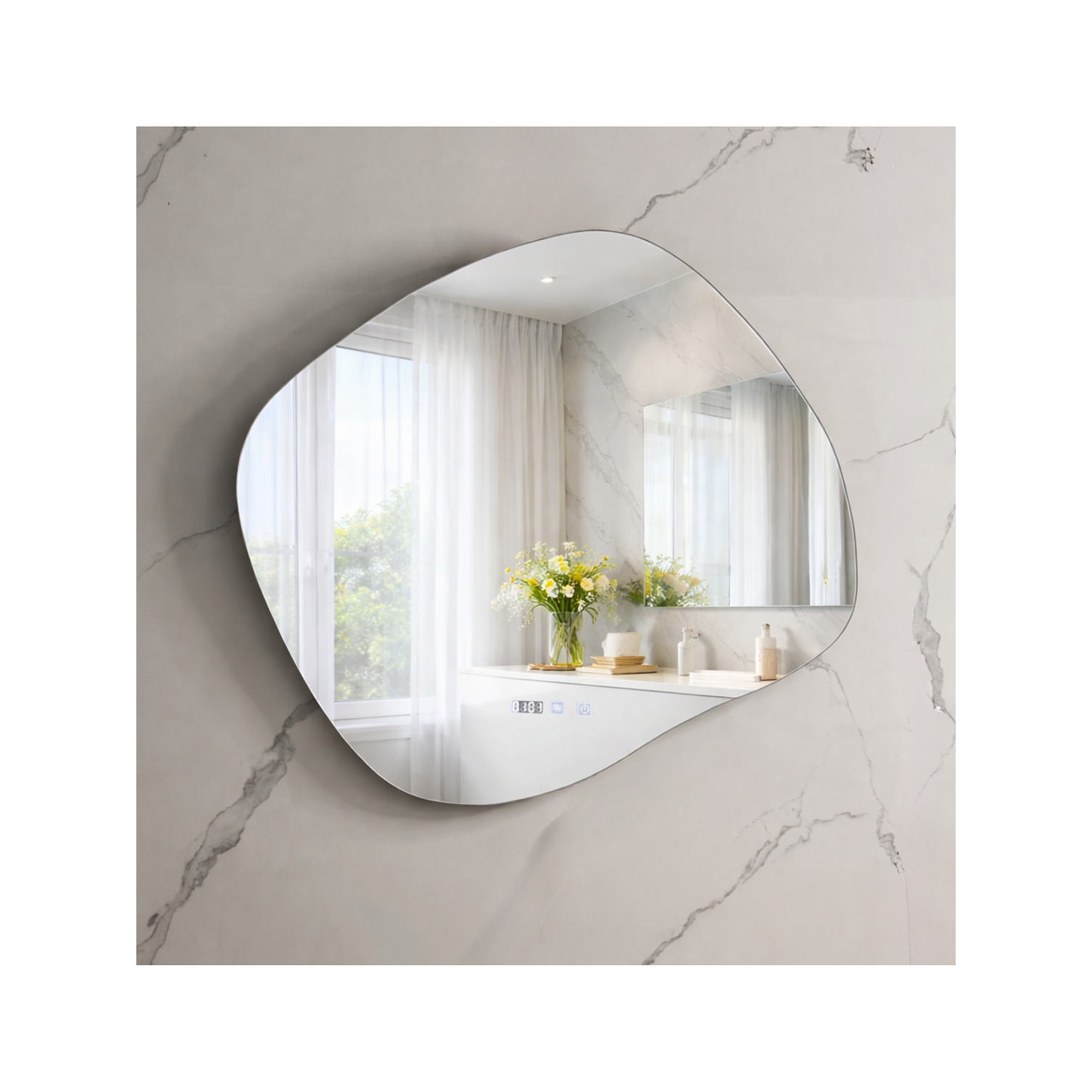  Espejo LED Para Baño Antiempañante Con Reloj Digital Sin Marco 70x80 cm 4