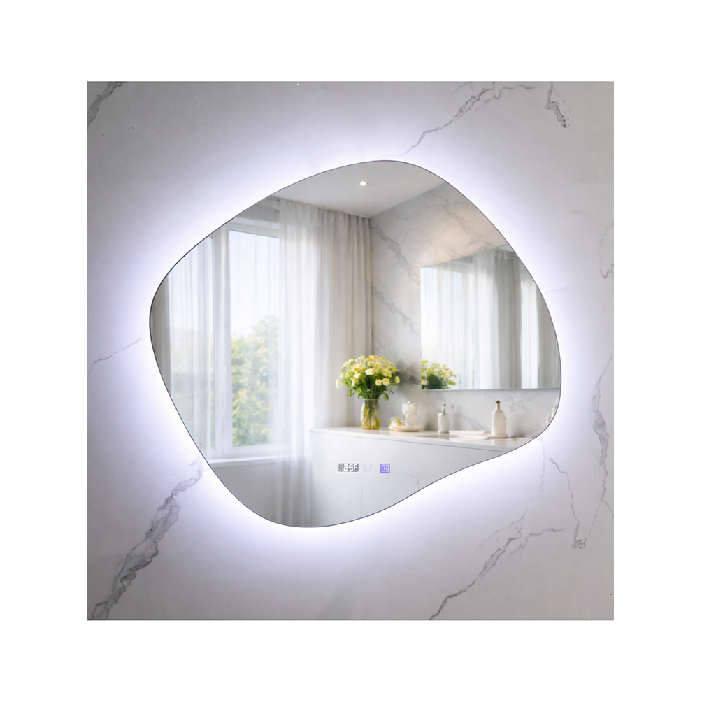  Espejo LED Para Baño Antiempañante Con Reloj Digital Sin Marco 70x80 cm 2
