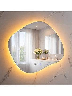  Espejo LED Para Baño Antiempañante Con Reloj Digital Sin Marco 70x80 cm