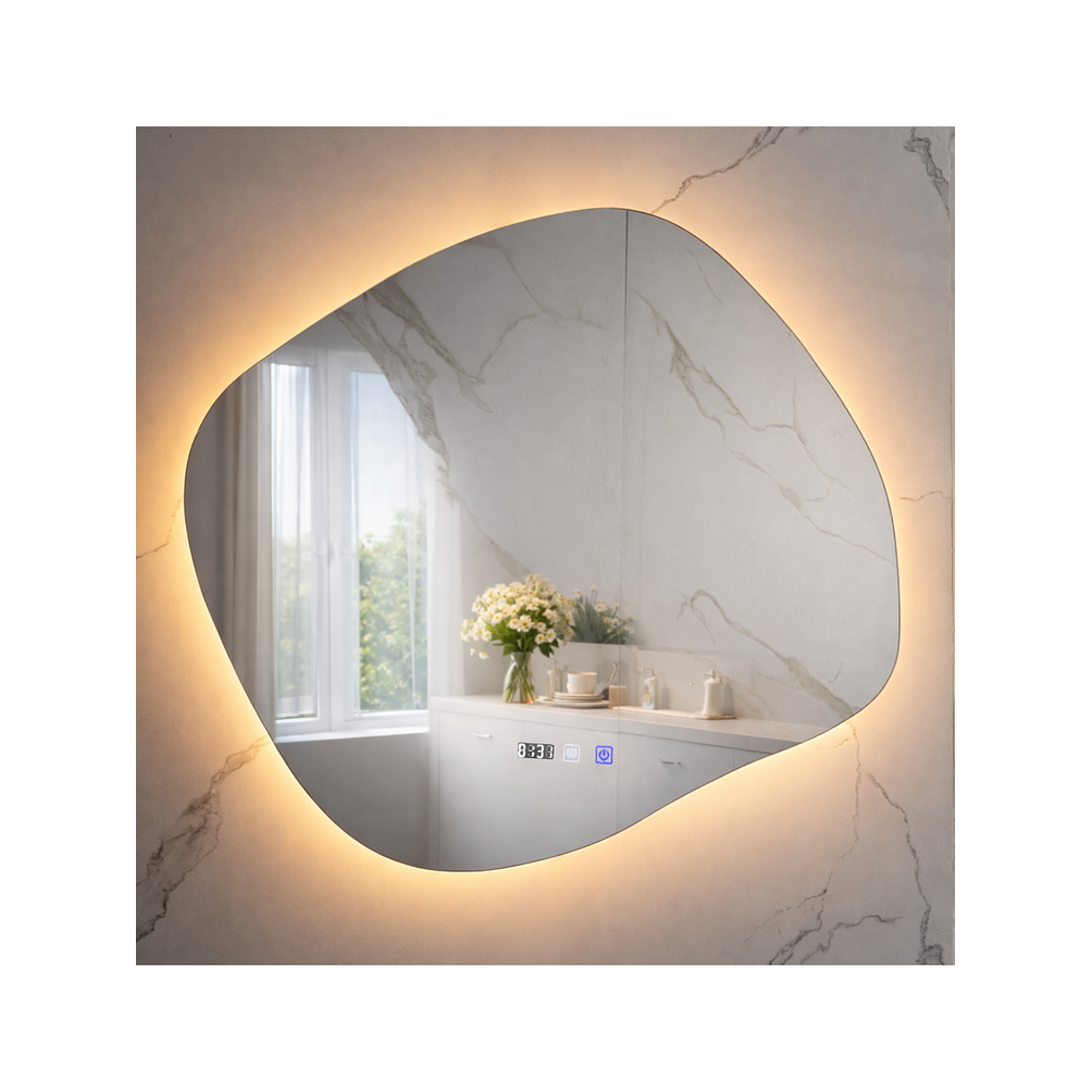  Espejo LED Para Baño Antiempañante Con Reloj Digital Sin Marco 70x80 cm 3