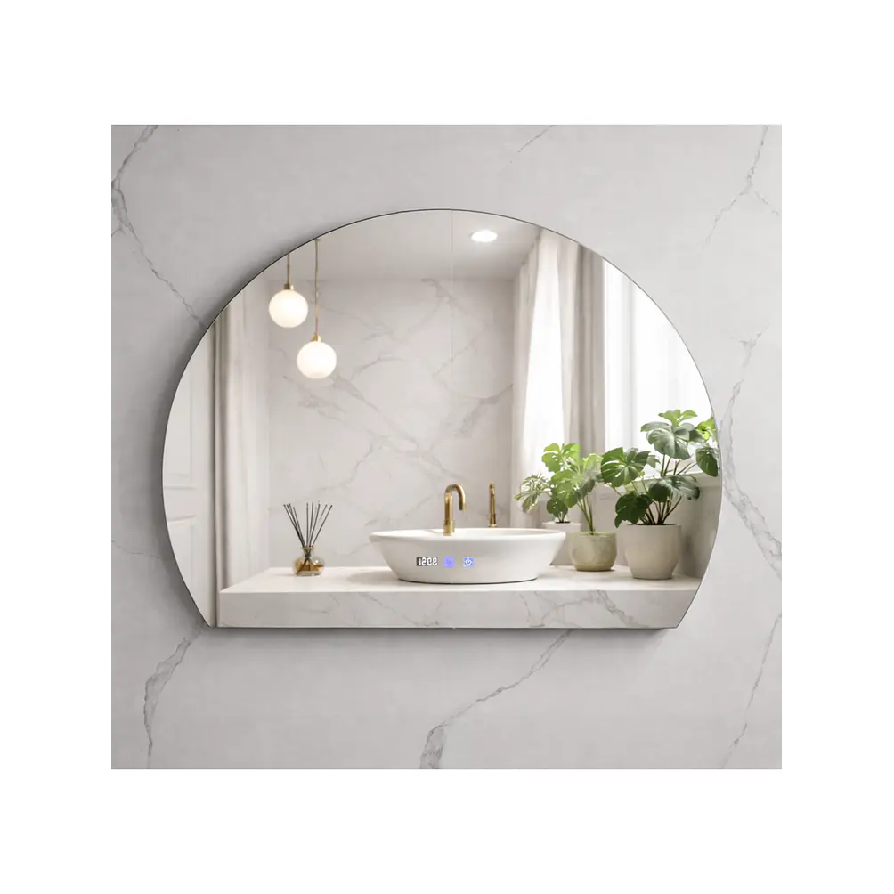 Espejo LED Para Baño Desempañante Con Reloj Digital Sin Marco 100x80 cm 4