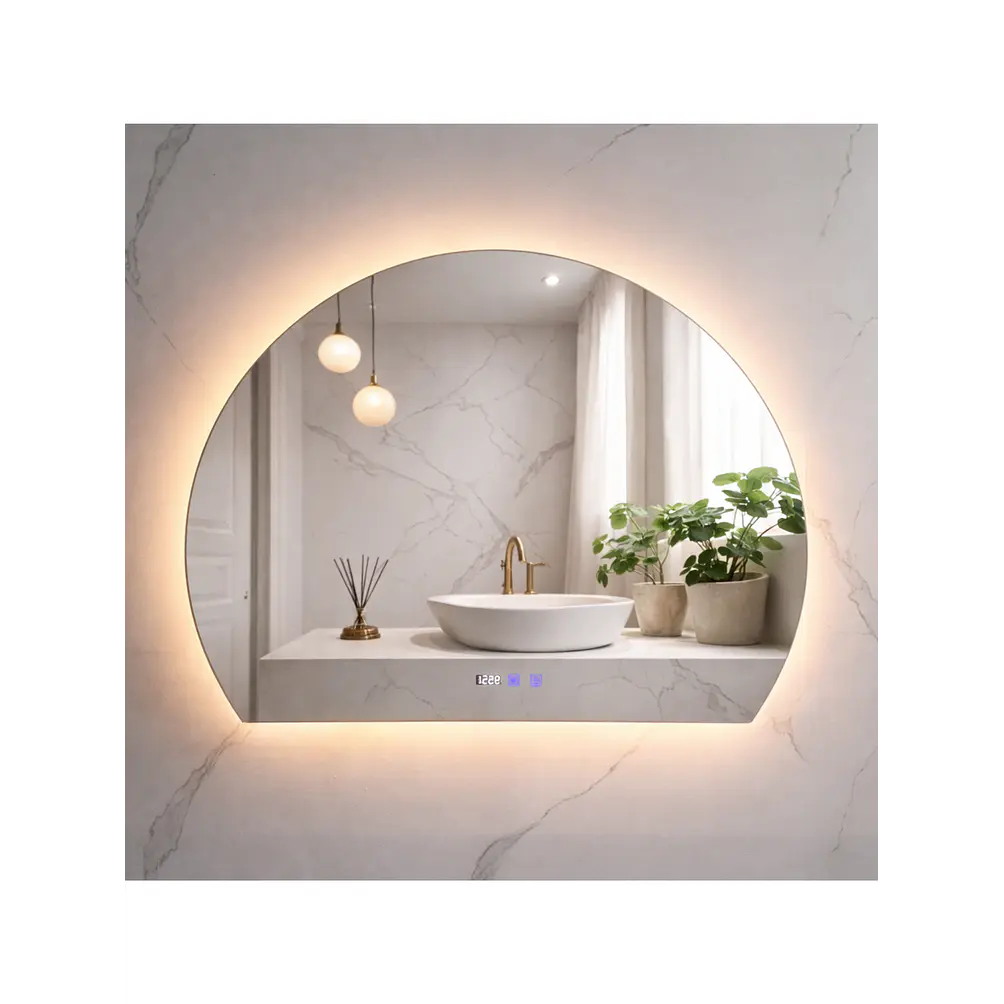 Espejo LED Para Baño Desempañante Con Reloj Digital Sin Marco 100x80 cm 3