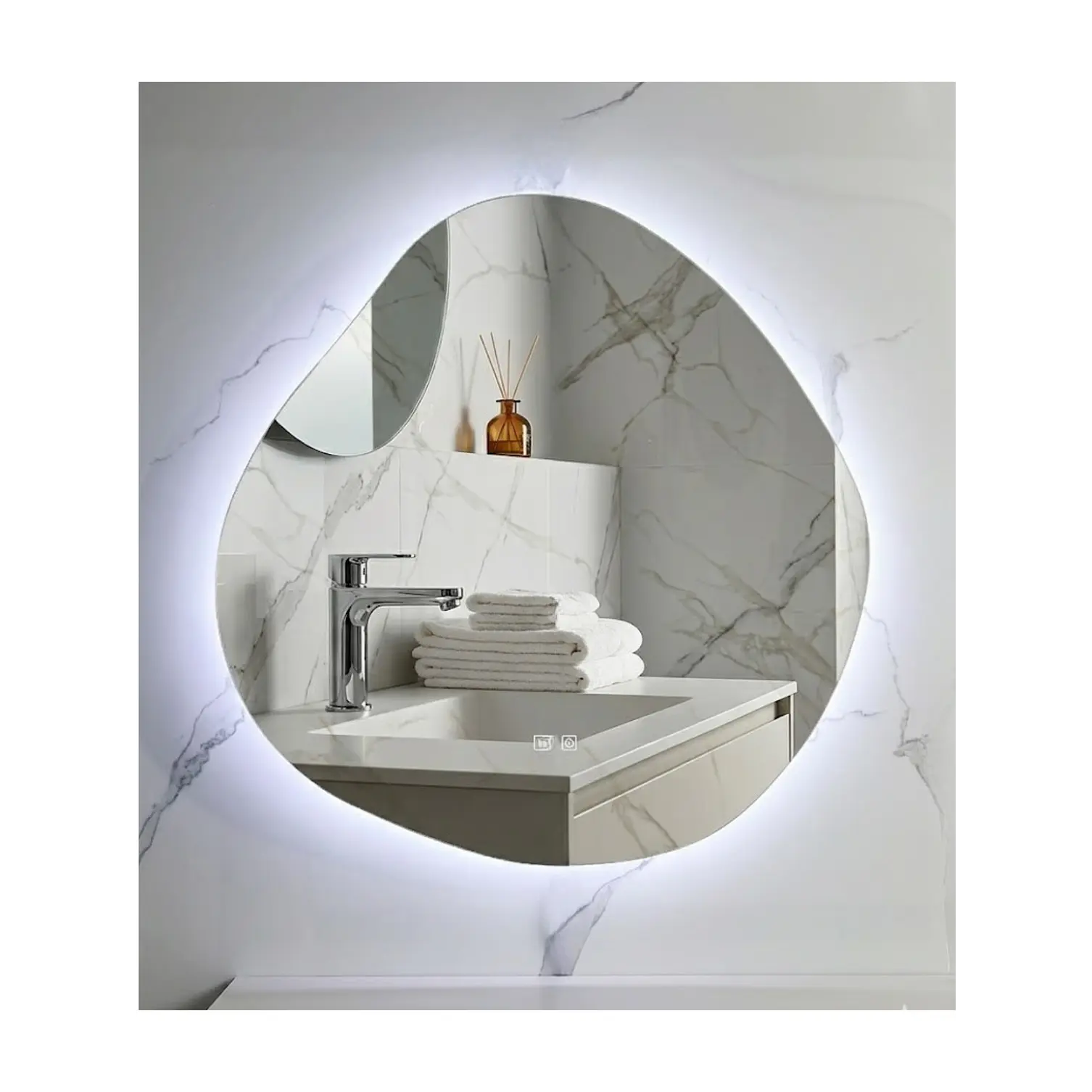 Espejo LED Para Baño Desempañante Sin Marco 80x80 cm 2