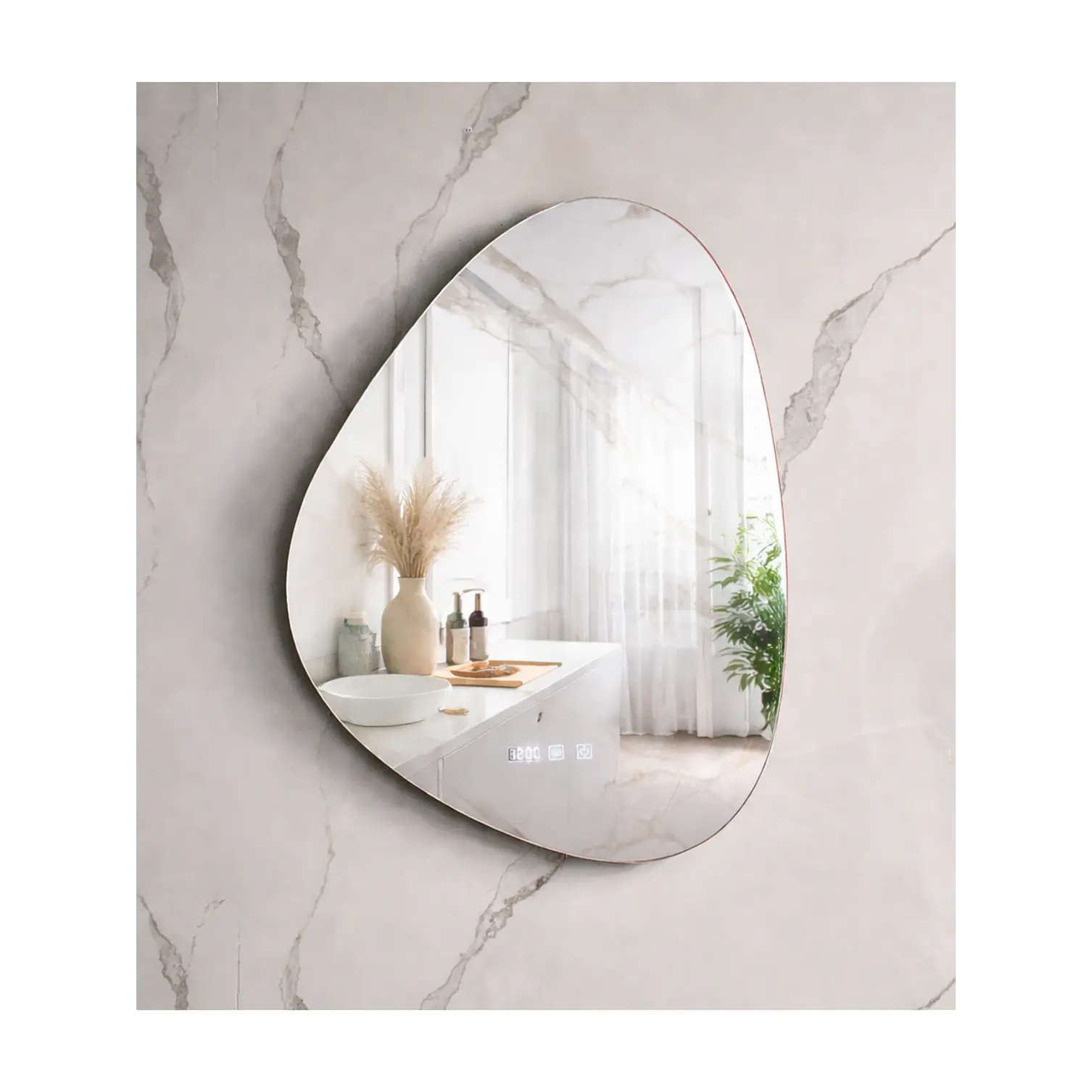 Espejo LED Para Baño Antiempañante Con Reloj Digital Sin Marco 60x80 cm 4