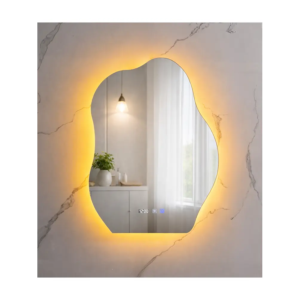 Espejo LED Para Baño Antiempañante Con Reloj Digital Sin Marco 60x80 cm 1
