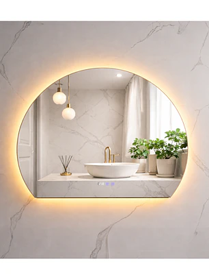 Espejo LED Para Baño Antiempañante Con Reloj Digital Sin Marco 80x100 cm