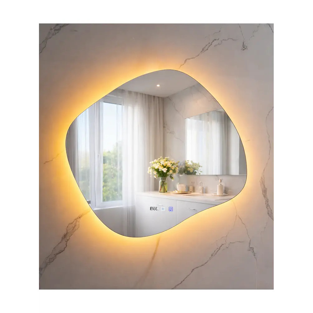  Espejo LED Para Baño Antiempañante Con Reloj Digital Sin Marco 70x80 cm 1