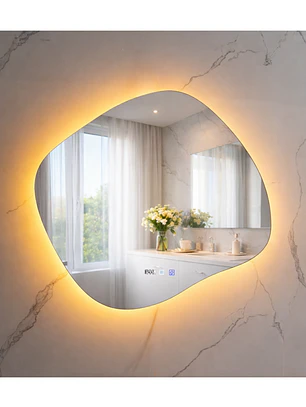  Espejo LED Para Baño Antiempañante Con Reloj Digital Sin Marco 70x80 cm