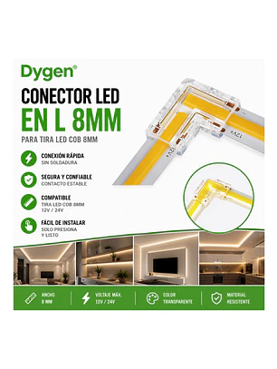 pack de 5 conectores en L de cable para tiras led