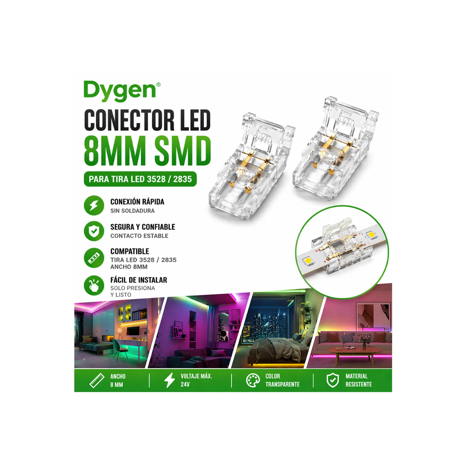 pack de 5 conectores de cable para tiras led 1