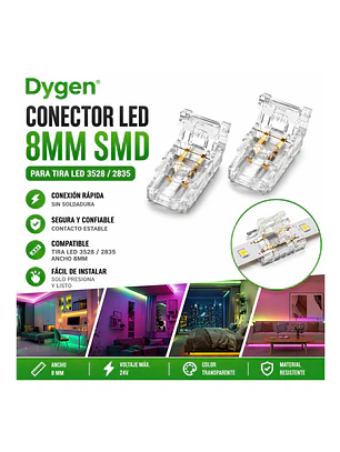 Pack 5 Conectores De Cable Para Tiras LED 8 mm