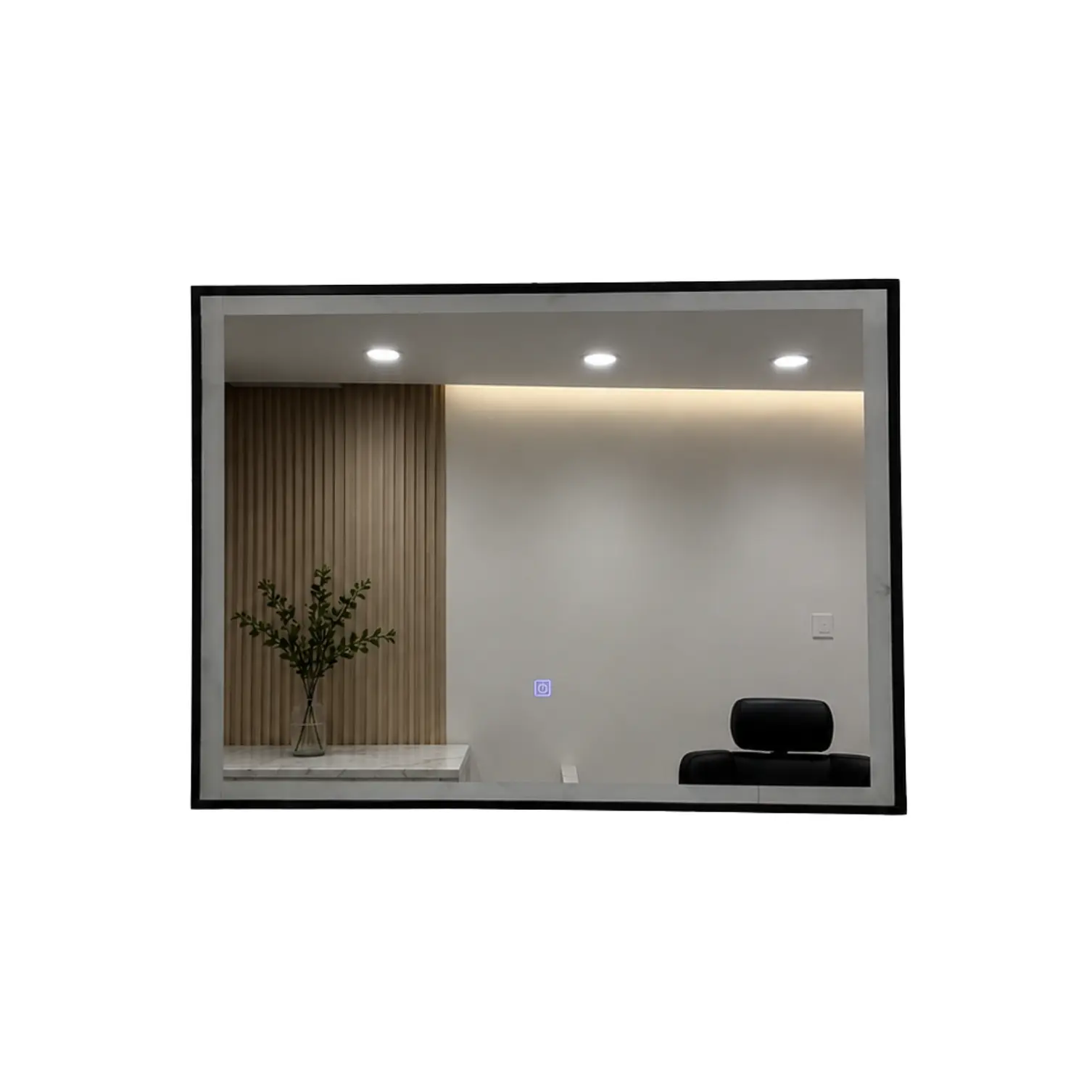 Espejo con Marco Negro LED 80x60cm 4