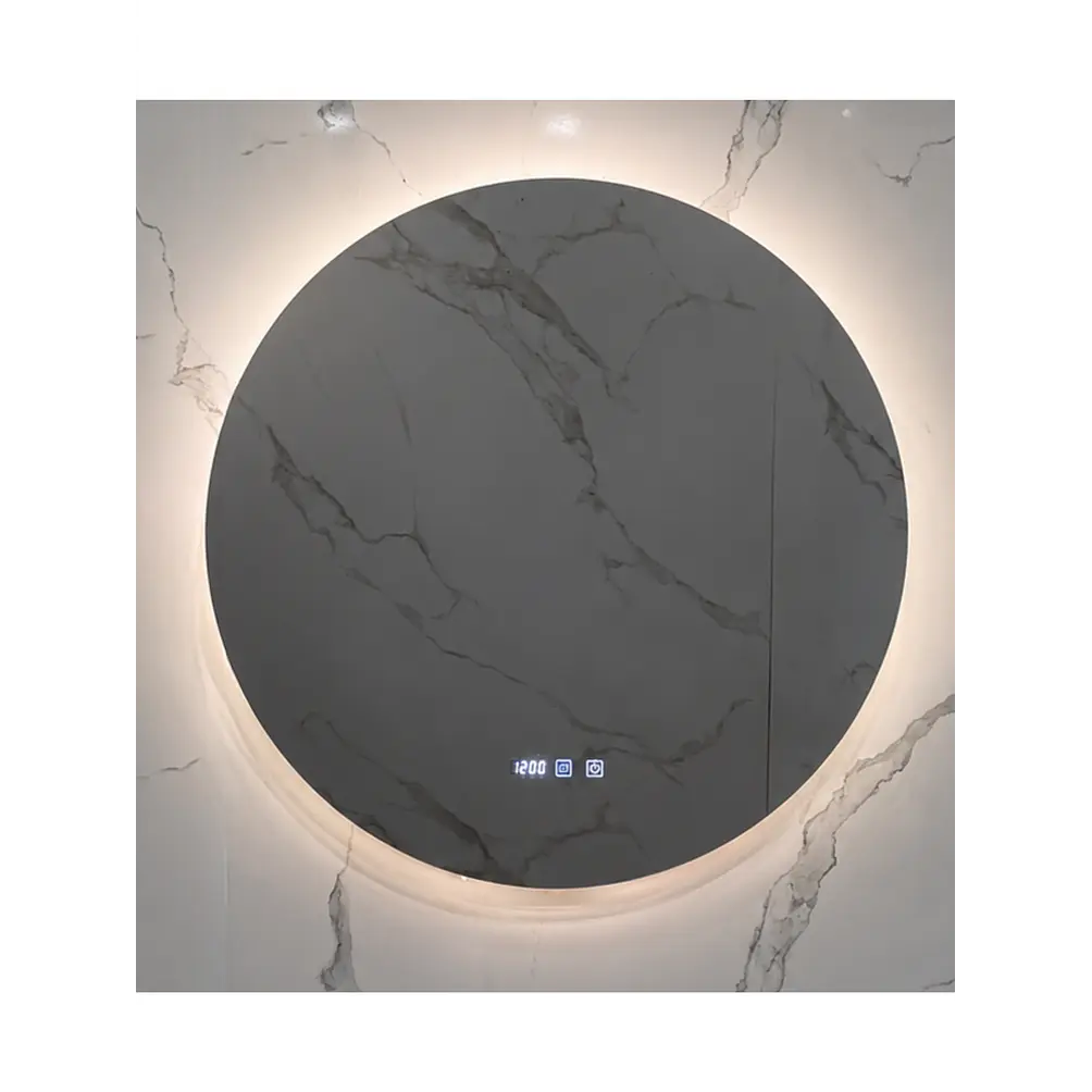 Espejo Redondo LED 80 cm con Desempañante, Reloj y Temperatura 3